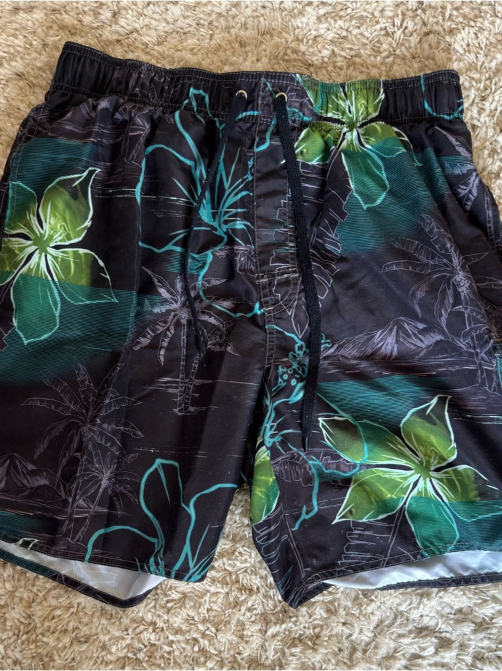 croft & barrow Black Swim Shorts with a Tropical Flare